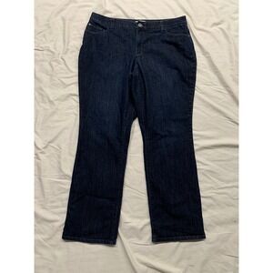 CJ Banks Womens 16W Dark Wash Straight Leg Jeans Indigo Denim Normcore Workwear